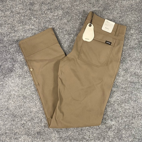 Prana Zion Stretch Slim Straight Fit Mud Mens 31x32 Cargo Pants New